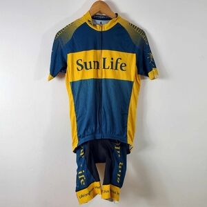 Louis Garneau SunLife Blue and Yellow Cycling Set Size M